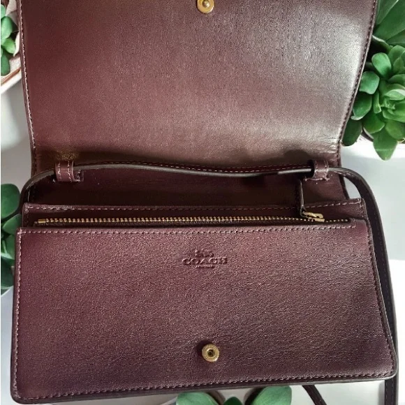 Coach Tan and Burgundy Crossbody Bag - Picture 2 of 2